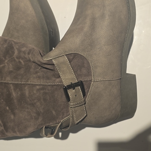 Brand New Taupe Suede Thigh High Boots - Picture 3 of 4